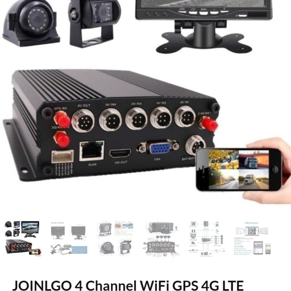 4 Channel WiFi GPS 4G LTE Car DVR System - Black